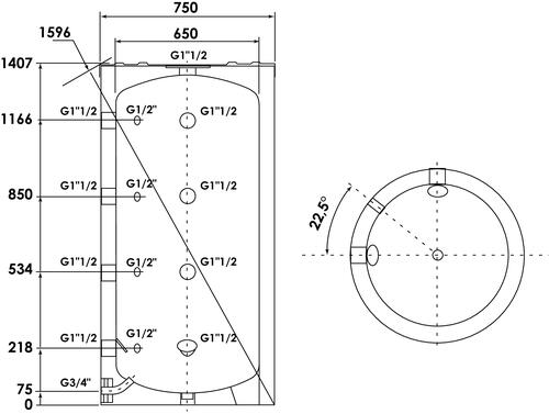 Ballon tampon au sol pour pompe à chaleur 400 litres - Somatherm